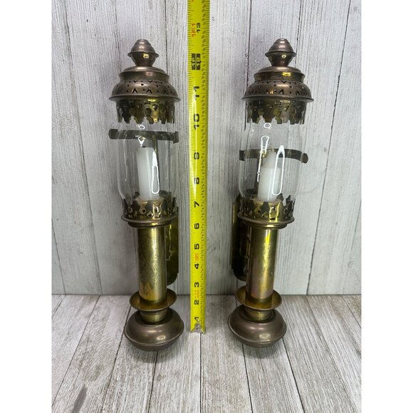 Vtg Interpur GWR Great Western Railway Brass Carriage Candle Lamps 13" Set of 2 - Picture 3 of 10